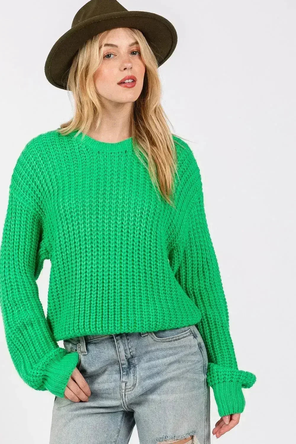 SAGE + FIG Round Neck Drop Shoulder Sweater - SJB-DIAMOND ELITES