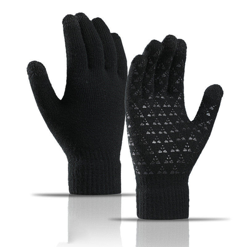 Winter Knitted Gloves For Men And Women Warm Cycling Anti-Cold Anti-Slip Triangular Offset Warm Gloves Pi-Mart