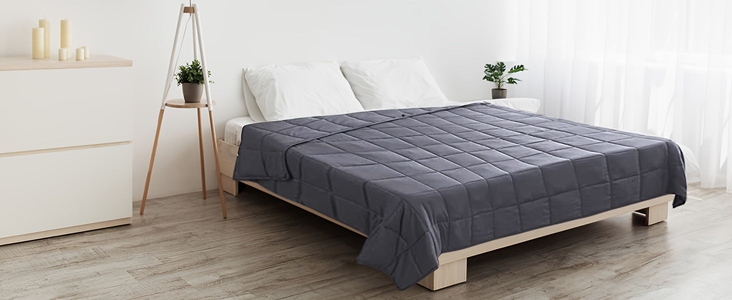 1pc, Weighted Blanket (60''x80'',12lbs,15lbs, 20lbs, Queen Size Dark Grey) for Adults, High Breathability Heavy Blanket, Soft Material with Premium Glass Beads