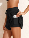 High Waisted Drawstring Swim Shorts THRIXINE