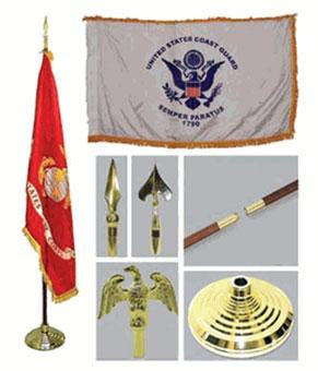 Flag Connections Coast Guard 3ft x 5ft Flag, Flagpole, Base, and Tassel The Military Gift Store