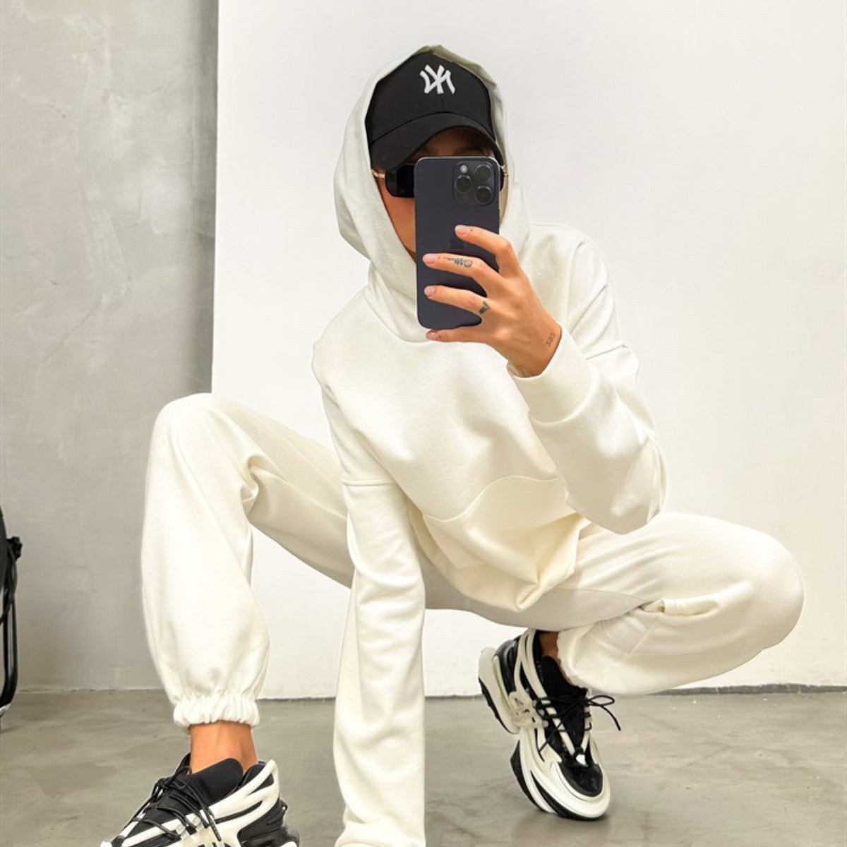 Hooded Pocket Sweatshirt Suit Two-piece Set Pi-Mart