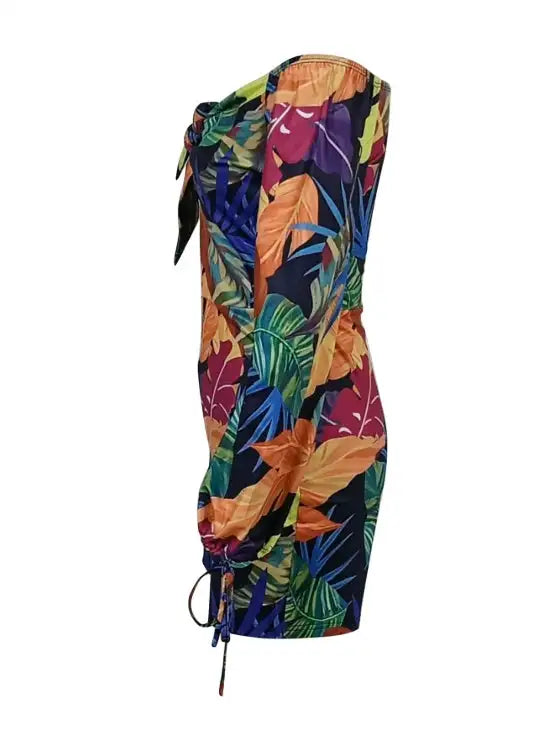 Ladies' Long Sleeved Vacation Elegant And Fashionable Plant Printed Cuffs With Drawstring Design, Chest Strap, Jumpsuit - SJB-DIAMOND ELITES
