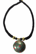 Mosaic Medallion Necklace Colorful Handplaced Brass Pendant BandsCo Straps