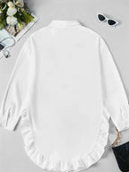 Hem Ruffled Casual Long Sleeve Shirt - SJB-DIAMOND ELITES