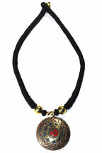 Mosaic Medallion Necklace Colorful Handplaced Brass Pendant BandsCo Straps