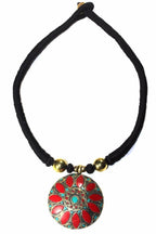 Mosaic Medallion Necklace Colorful Handplaced Brass Pendant BandsCo Straps