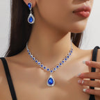 Diamond Necklace Earrings And Bracelet Three Piece Jewelry Set Pi-Mart
