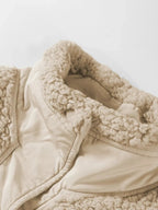 Faux Fur Snap Button Front Knot Side Plush Vest THRIXINE