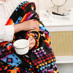 1pc Southwest Native American Flannel Polyester Throw Double-side Printed Blanket, Aztec Geometry Pattern Travel Couch Bed Blanket Plush Soft Lightweight Blanket For All Season Lootquake LLC