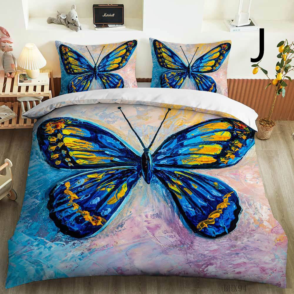 Butterfly Series Three-piece Bedding Quilt Cover Set Pi-Mart