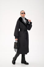 Genuine Mink Fur Real Python Leather Trim Coat - SJB-DIAMOND ELITES
