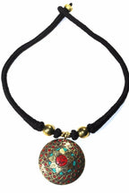 Mosaic Medallion Necklace Colorful Handplaced Brass Pendant BandsCo Straps
