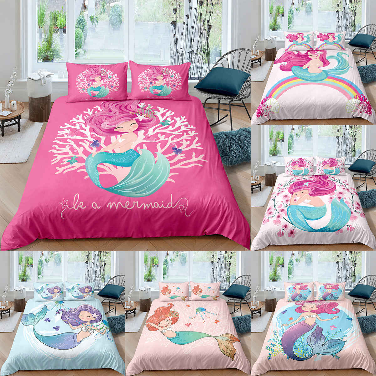 Home Textile Digital Printing Cartoon Mermaid Duvet Cover Pi-Mart
