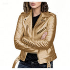 Women's Short Women's Leather Jacket Coat Jacket Pu Pi-Mart