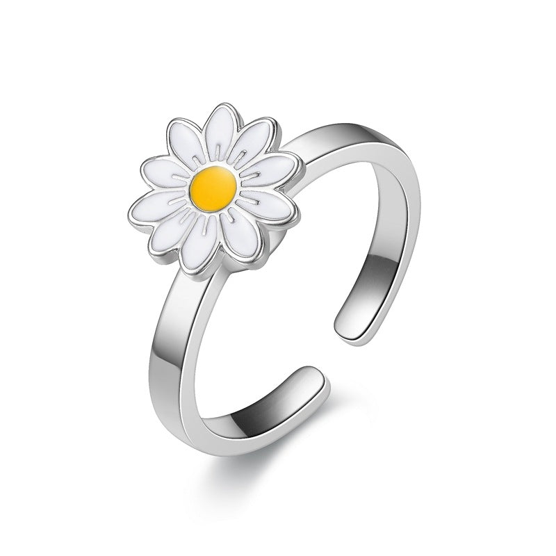 Turnable Rings Eyes Flowers Anxiety Rings For Women Fidget Spinner Ring Jewelry Pi-Mart