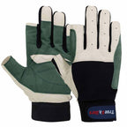 Sailing Gloves Cut Finger Style Green Blue Amara Leather Glove MRX Products