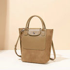 Women's Suede Stitching One-shoulder Bucket Bag