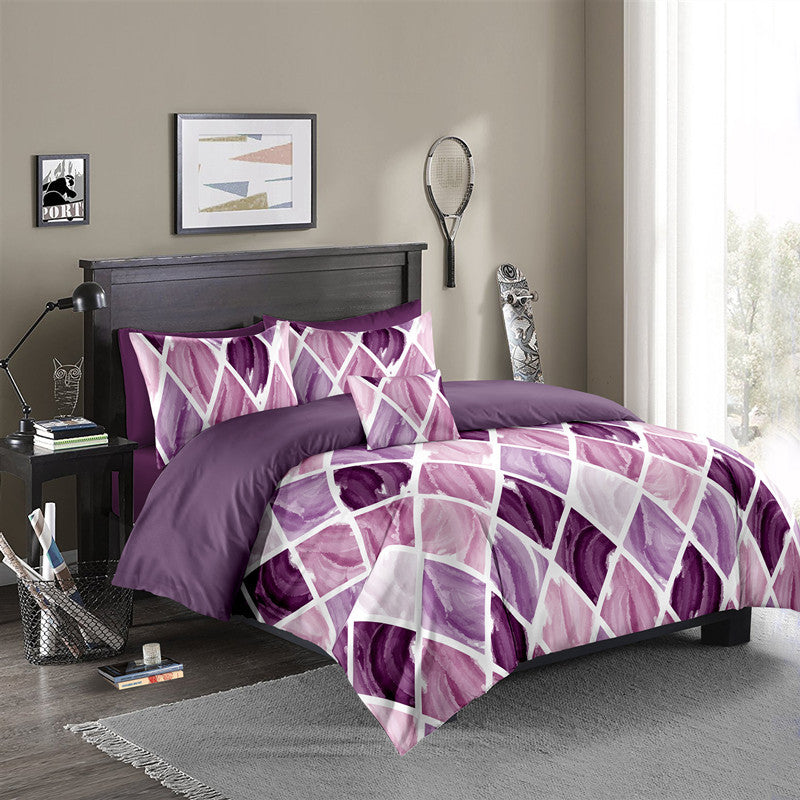 Diamond Check Quilt Cover Bed Set Pi-Mart