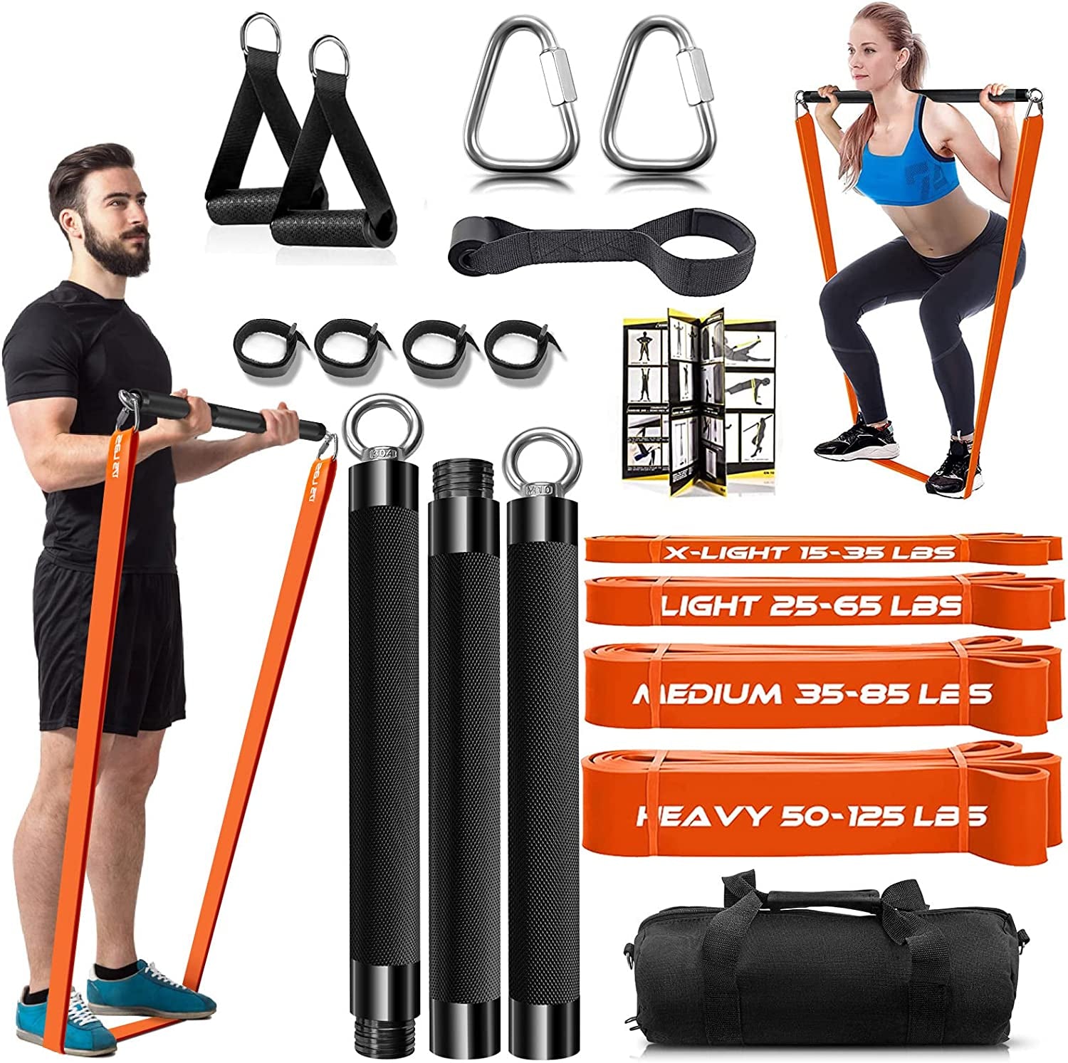 Resistance Band Bar Set Portable Full Body 500LBS Extra Heavy Home Gym - SJB-DIAMOND ELITES