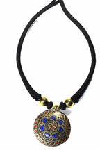 Mosaic Medallion Necklace Colorful Handplaced Brass Pendant BandsCo Straps