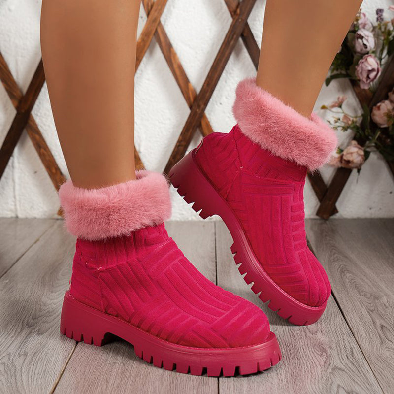 Winter Ankle Boots Fashoin Thick-soled Thickened Snow Boots For Women Plush Shoes Pi-Mart