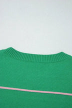 White Striped Half Sleeve Drop Shoulder Sweater