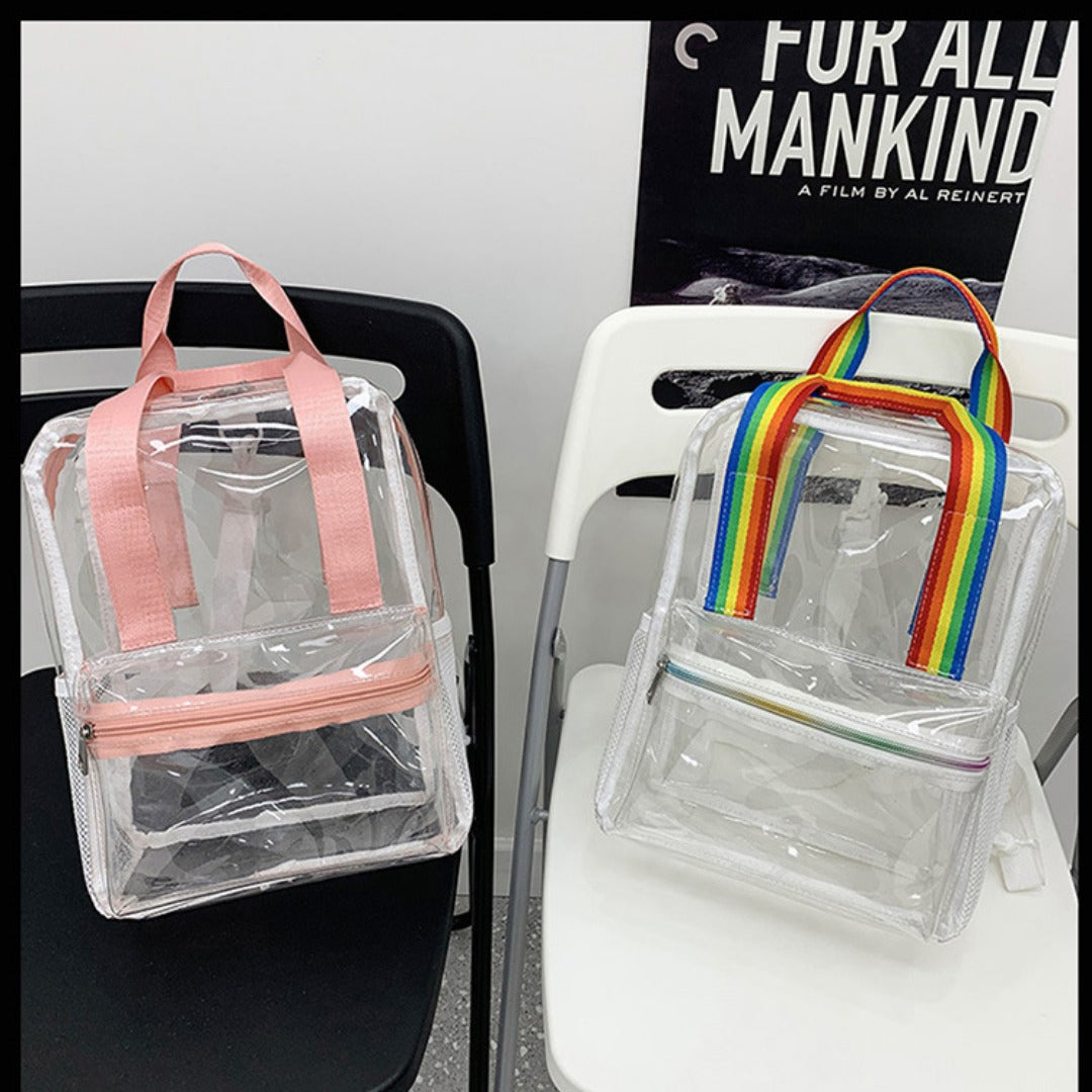 Waterproof PVC Backpack Purse with Clear Design, Durable and Stylish, Perfect for Travel, School, and Everyday Use School Bag Summer Waterproof PVC Beach Bag - SJB-DIAMOND ELITES