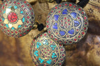 Mosaic Medallion Necklace Colorful Handplaced Brass Pendant BandsCo Straps