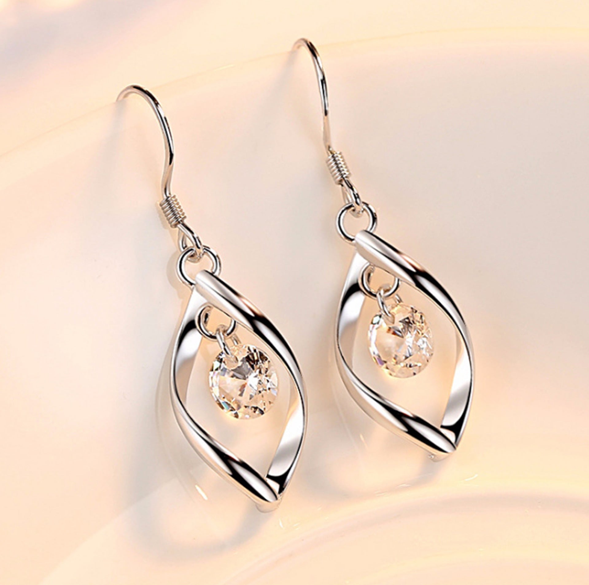 Zircon Reduction Silver Earrings Pi-Mart