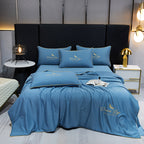 Contemporary Ice Silk Summer Quilt, Premium Cool Touch Washable Comforter, Simple Air Conditioning Blanket, Polyester Fiber Filling, Plain Weave, Machine Washable - Dream Life Design Lootquake LLC