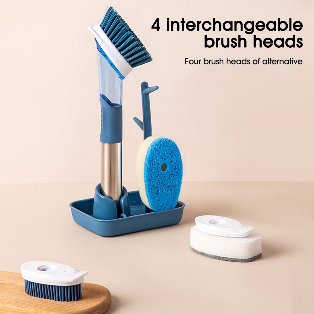 New Multifunctional Dish Brush Household Kitchen Oily Sponge Long Handle Cleaning Brush Pi-Mart