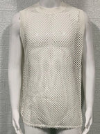 Men's Round Neck Hollow Out Sleeveless Knit Top