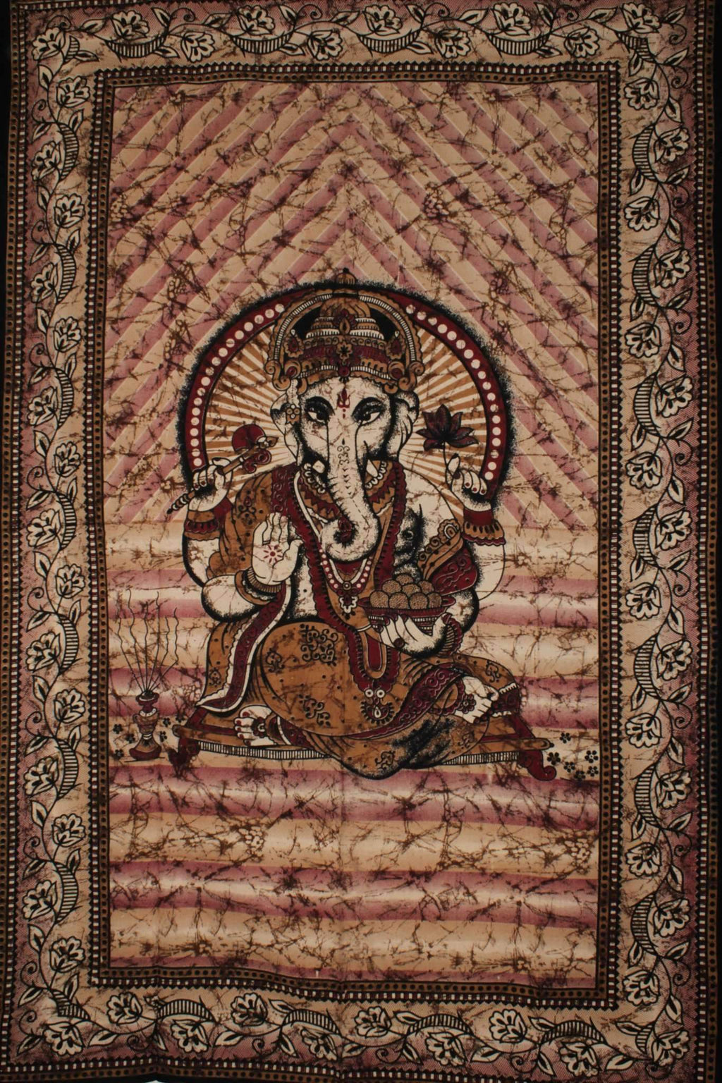 Ganesha Lotus Tapestry Twin Batik Tie Dye Wall Hanging BandsCo Straps