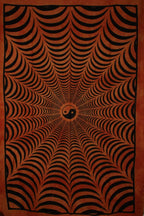 Saffron Yin Yang Trippy Tapestry 3D Handloom Cotton