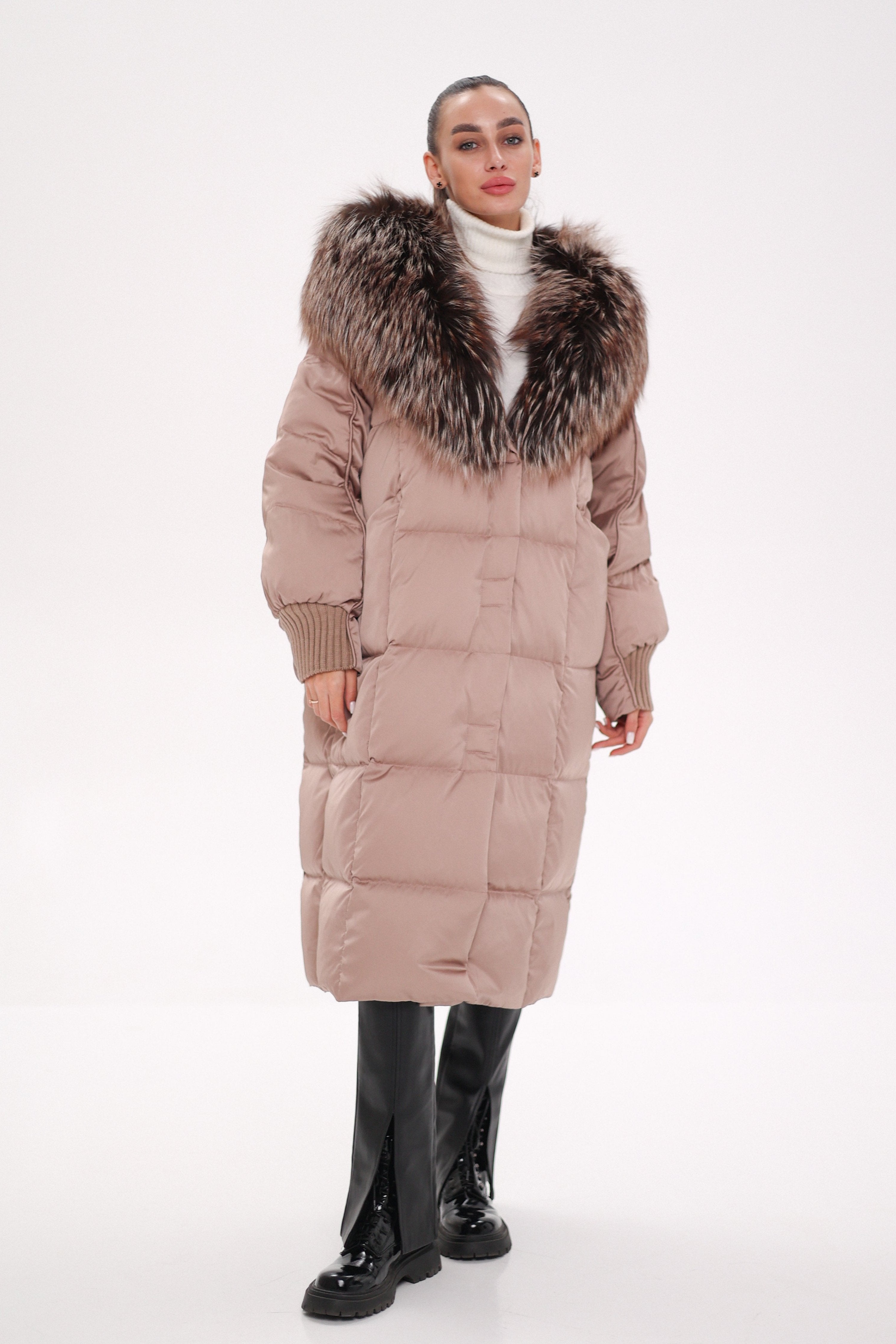 Rei Silver Fox Fully Lined Hood Down Coat in Blush - SJB-DIAMOND ELITES