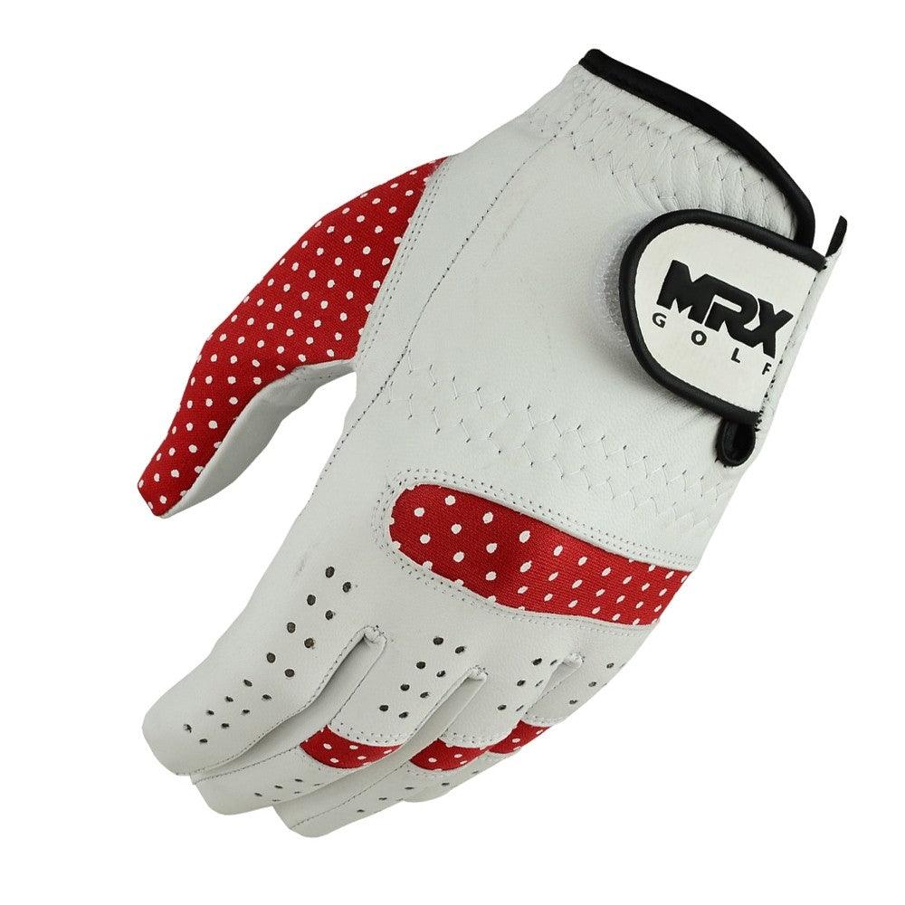 New Women's Golf Gloves Left Hand Cabretta Leather White Red MRX Products