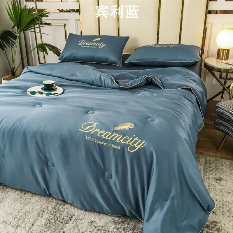 Tencel Summer Cooling Ice Silk Summer Quilt Airable Cover Four-piece Set Pi-Mart