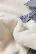 Solid Contrast Trim Buttoned Sherpa Jacket THRIXINE
