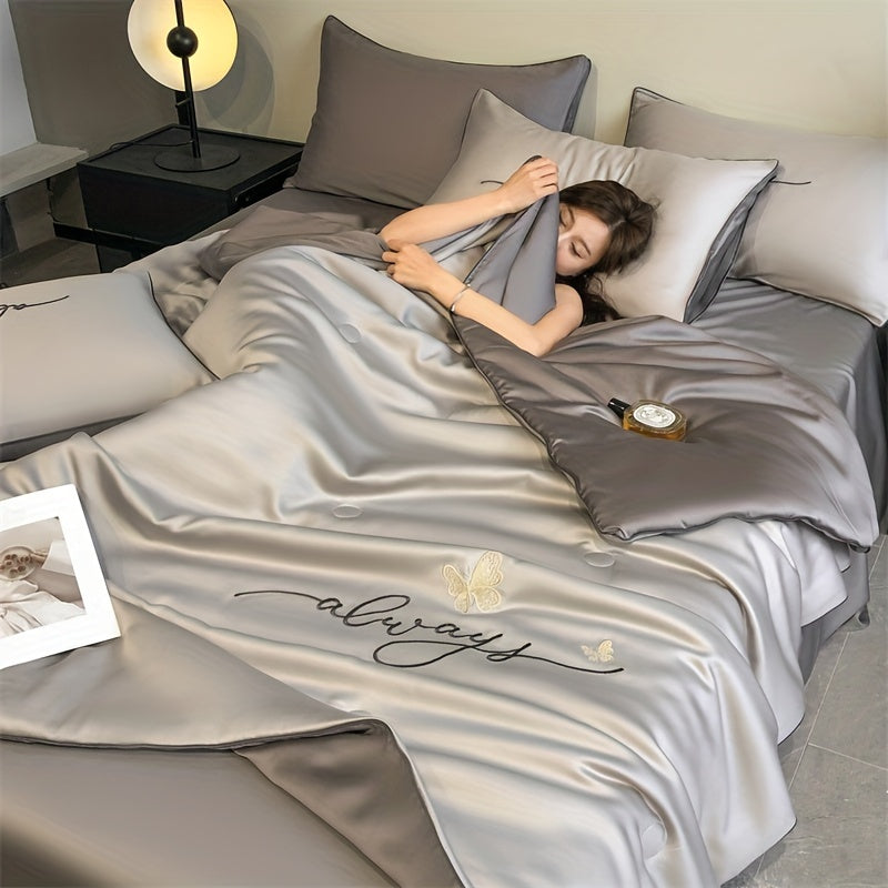 Luxury Embroidered Summer Cooling Quilt - Lightweight, Breathable Air Conditioner Blanket for Bedroom & Dorm, Machine Washable (Pillowcase Not Included) Lootquake LLC