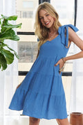 V-Neck Tie Shoulder Dress – Chic V-Neckline Dress with Adjustable Tie Shoulder Straps for a Sophisticated Look Stevvex