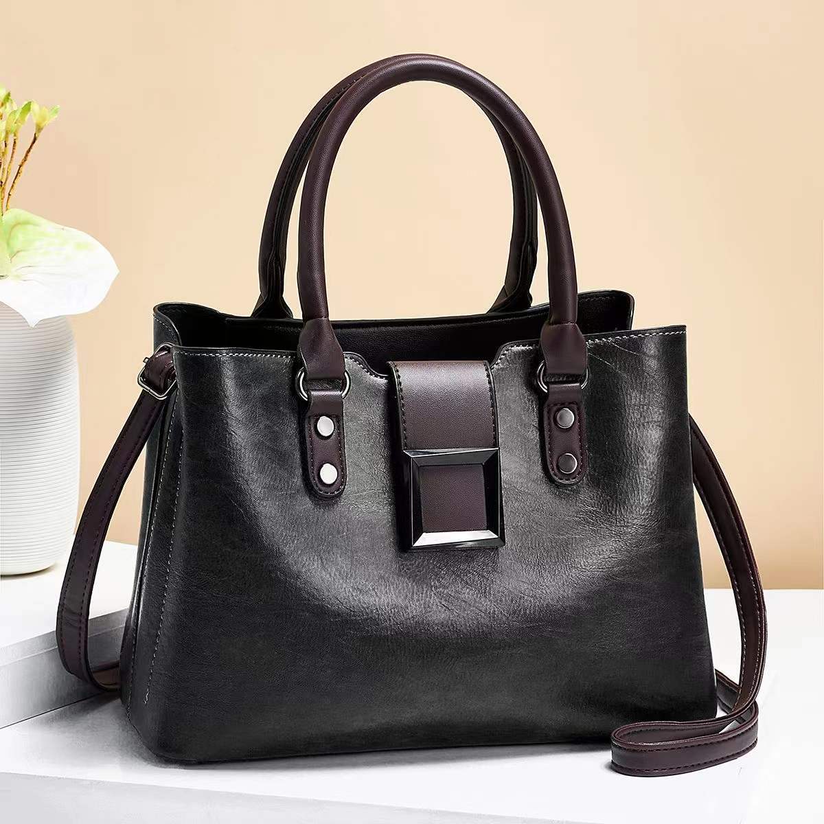 Women Shoulder Bag Big Buckle Handbags Work Daily Office Crossbody Bags Pi-Mart