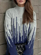 Contrast Mock Neck Long Sleeve Sweater - SJB-DIAMOND ELITES