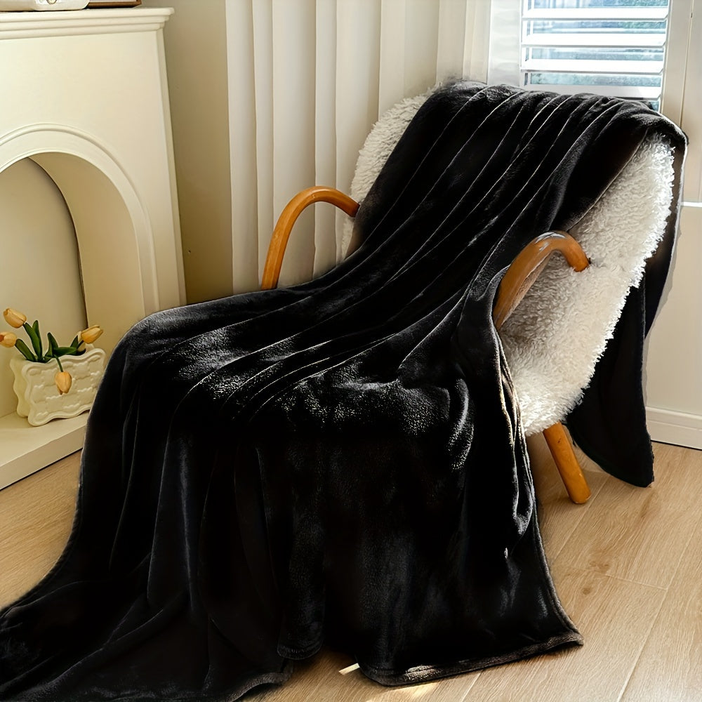 1pc Fleece Flannel Throw Blanket Super Soft Comfy And Cozy Luxury Solid Color Bed Blanket For Couch Portable Travel Blanket Cover Blanket Lootquake LLC