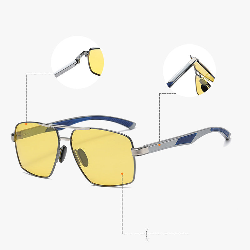 Sunglasses Men's New Trendy Color-changing Polarized Sunglasses Day And Night Dual-use HD Glasses Night Vision Goggles