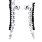 Long Slimming Ornament Beads Zircon Copper Earrings