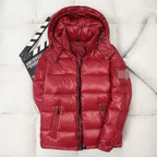 Short Shiny Hooded Couple Thick Warm Jacket White Duck Down Handsome Trend