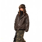American-style Fake Two-piece Suede Bomber Jacket Cotton-padded Jacket Pi-Mart