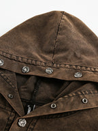 Men's Washed Frayed Hem Hoodie