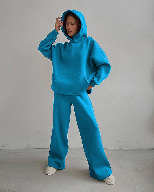 Loose Sports Hooded Sweatshirt Suit For Women Pi-Mart